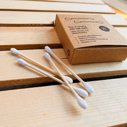 Side View of Jaivik Store Bamboo Cotton Earbuds - 150 Swabs, Biodegradable and Sustainable Ear Care