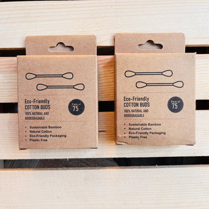 Jaivik Store Bamboo Cotton Earbuds - 2-Pack with 150 Swabs Each, Eco-Friendly and 100% Biodegradable