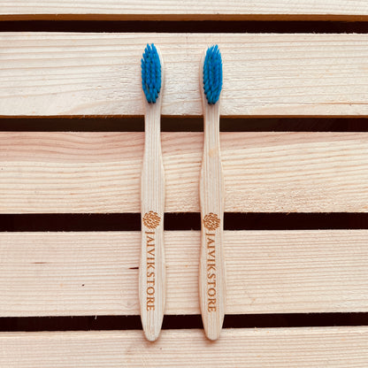 Jaivik Store Bamboo Toothbrush for Kids, Curvy Blue, Set of 2 – Eco-friendly and biodegradable with soft bristles