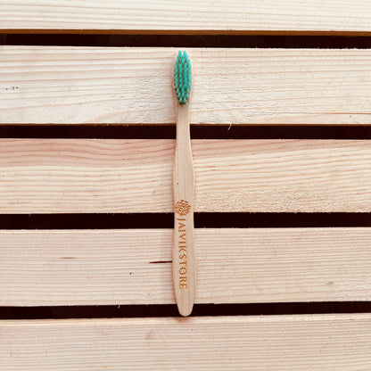 Jaivik Store Bamboo Toothbrush for Kids, Curvy Turquoise, Set of 1 – Soft, eco-friendly, and biodegradable for kids