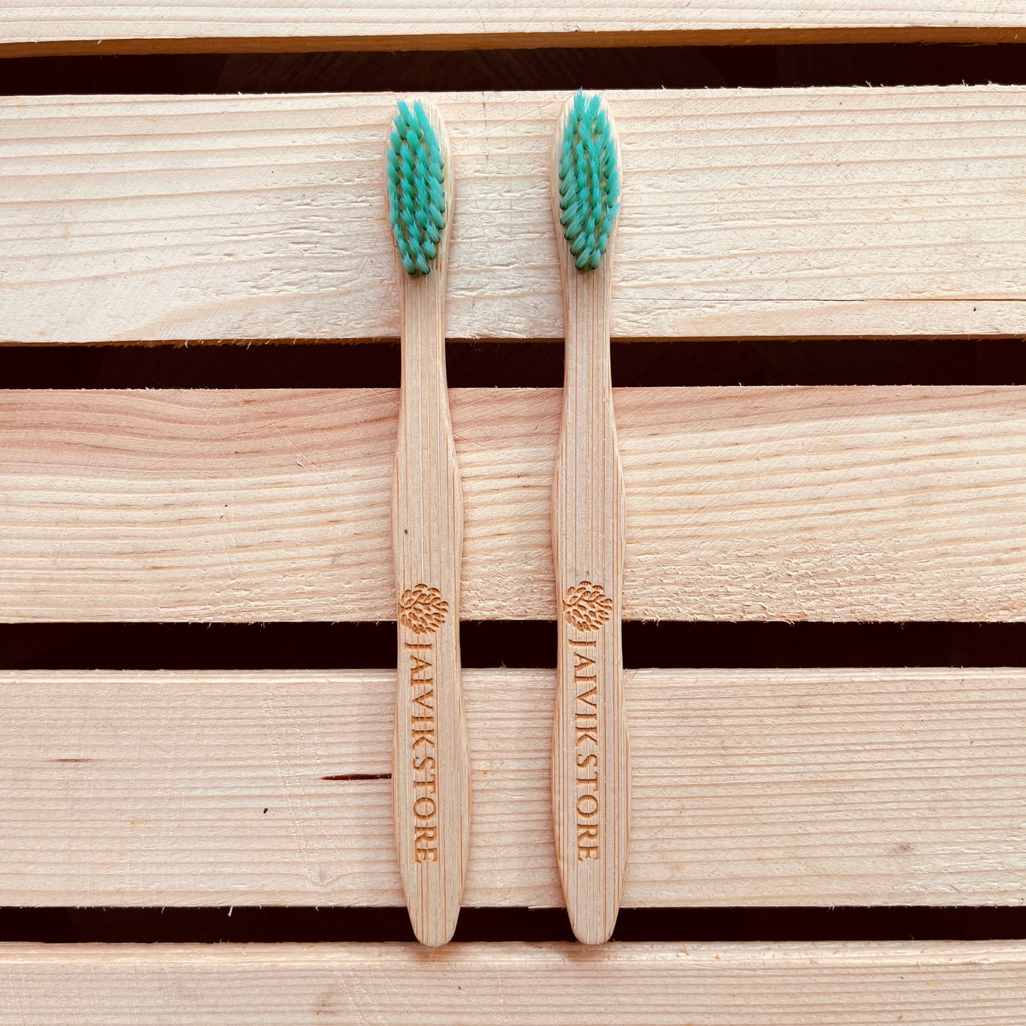 Jaivik Store Bamboo Toothbrush for Kids, Curvy Turquoise, Set of 2 – Gentle on teeth, eco-friendly for kids