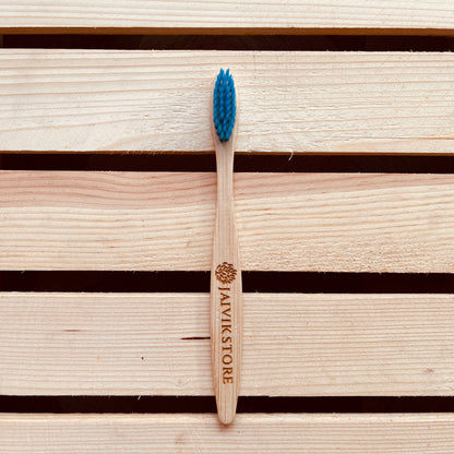 Jaivik Store Bamboo Toothbrush for Kids, Round Blue, Set of 1 – Soft bristles and eco-friendly bamboo handle