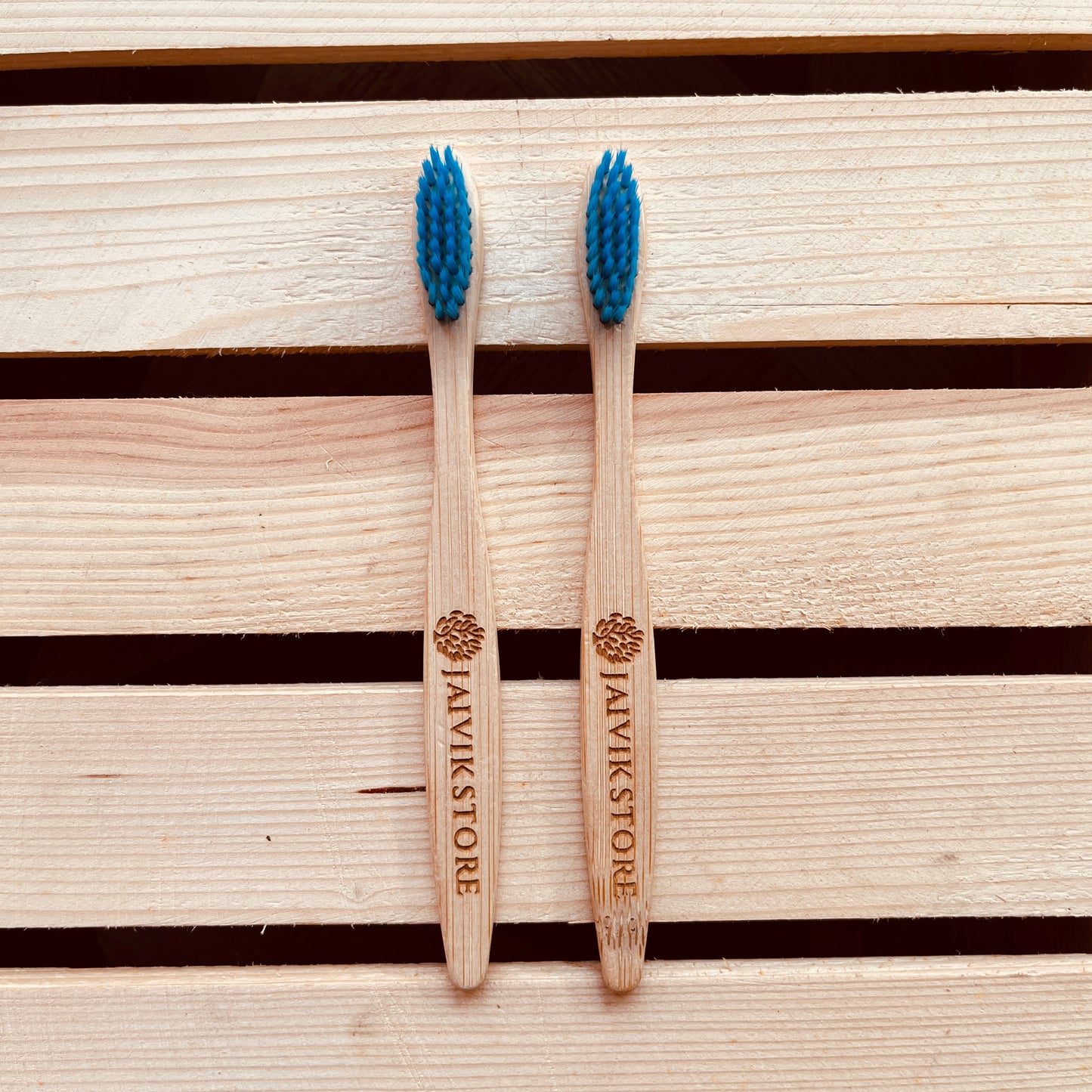 Jaivik Store Bamboo Toothbrush for Kids, Round Blue, Set of 2 – Biodegradable with soft bristles and round handle