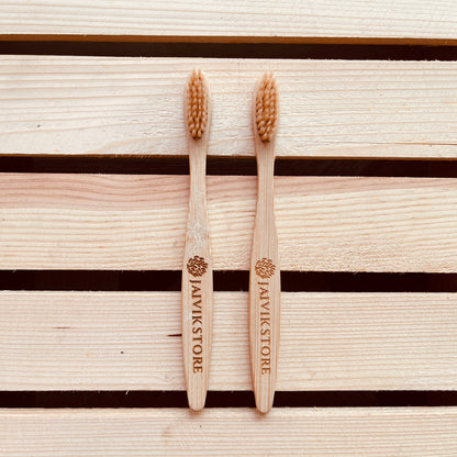 Jaivik Store Bamboo Toothbrush for Kids, Round Fibre, Set of 2 – Biodegradable with soft bristles for gentle cleaning