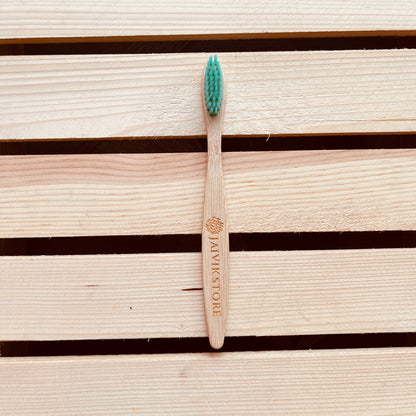 Jaivik Store Bamboo Toothbrush for Kids, Round Turquoise, Set of 1 – Soft, biodegradable toothbrush with eco-friendly design