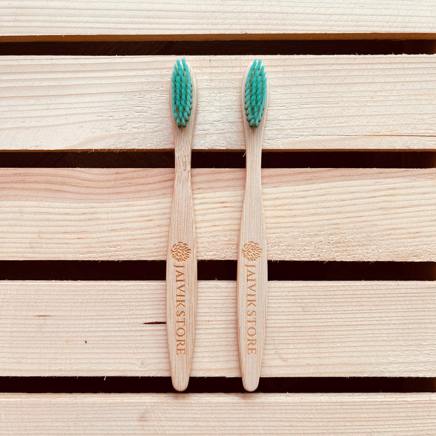 Jaivik Store Bamboo Toothbrush for Kids, Round Turquoise, Set of 2 – Eco-friendly with soft bristles and round handle