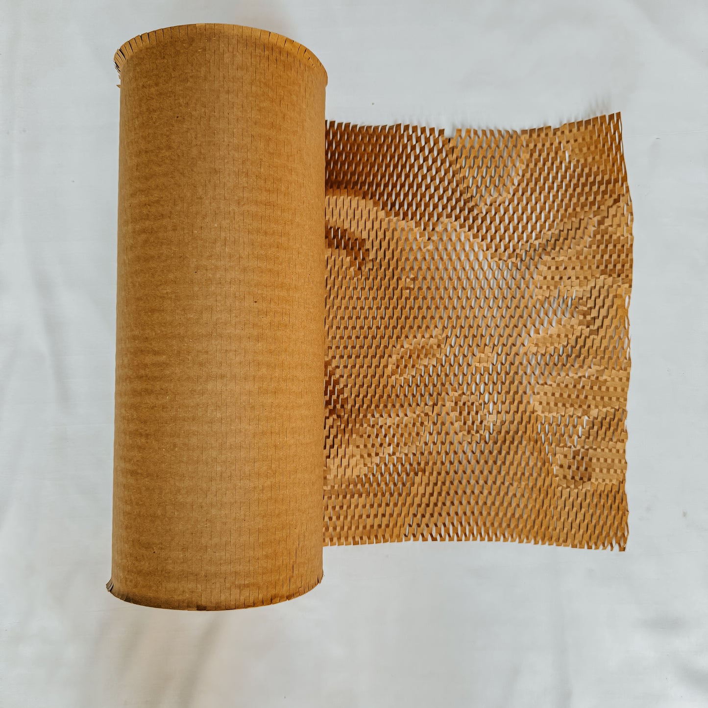 Full View of Stretched Jaivik Store EcoShield Honeycomb Bubble Wrap Roll, 100m – Sustainable, plastic-free packaging innovation