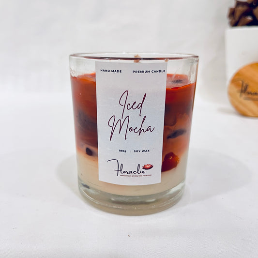 Jaivik Store Freshly Brewed Iced Mocha luxury soy wax candle, 180g, front view, perfect for home decor with a rich coffee aroma