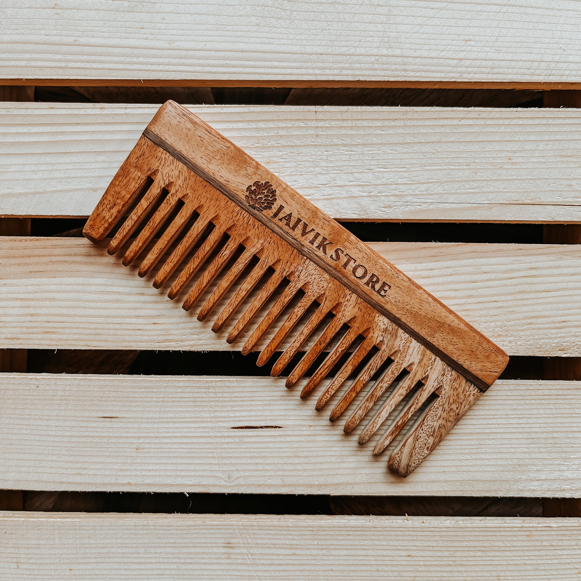 Jaivik Store Neem Wooden Shampoo Comb - Wide Tooth Design, Detangles, Promotes Hair Growth, Unisex & Eco-Friendly