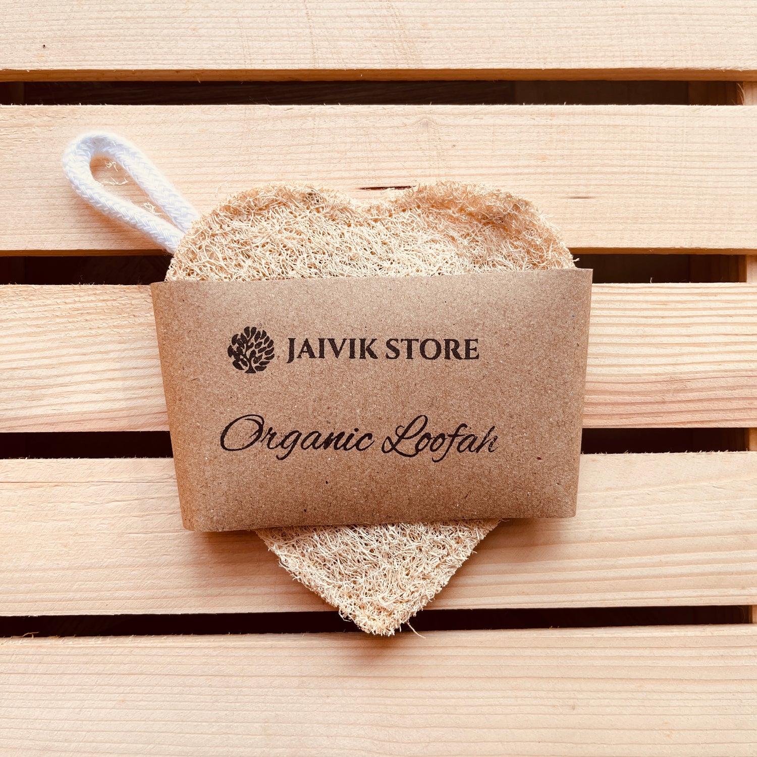 Jaivik Store organic heart-shaped loofah sponge, a gentle skin exfoliator for a romantic glow