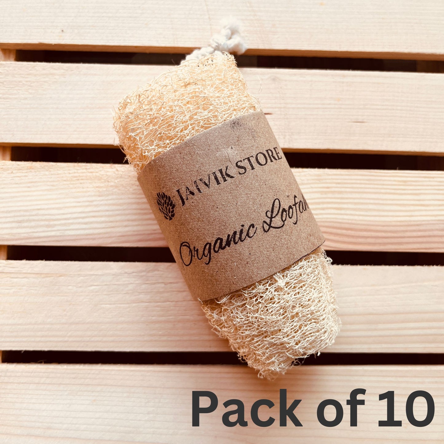 Jaivik Store pack of 10 organic straight loofah bath scrubbers, ideal for gentle exfoliation and radiant skin