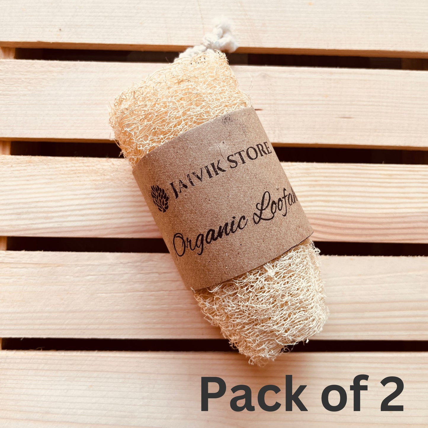 Jaivik Store pack of 2 organic straight loofah bath scrubbers for gentle exfoliation and glowing skin