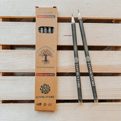 Jaivik Store Plantable Seed Pencils - Black 2B Pencils Displayed Outside the Box, Eco-Friendly and Recyclable