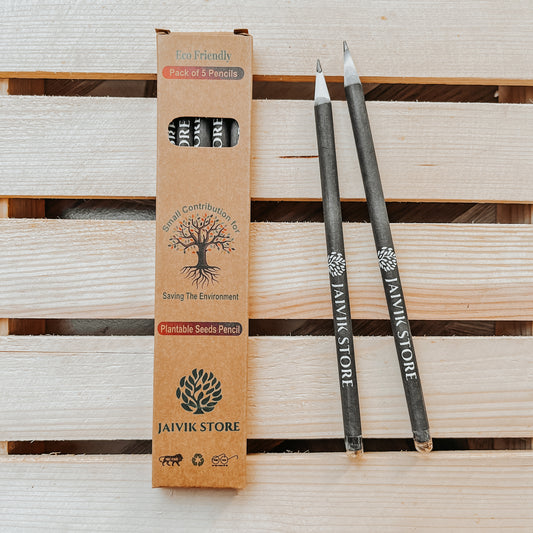 Jaivik Store Plantable Seed Pencils - Black 2B Pencils Displayed Outside the Box, Eco-Friendly and Recyclable