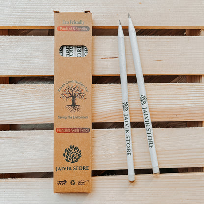 Jaivik Store Plantable Seed Pencils - White 2B Pencils Displayed Outside the Box, Eco-Friendly and Recyclable