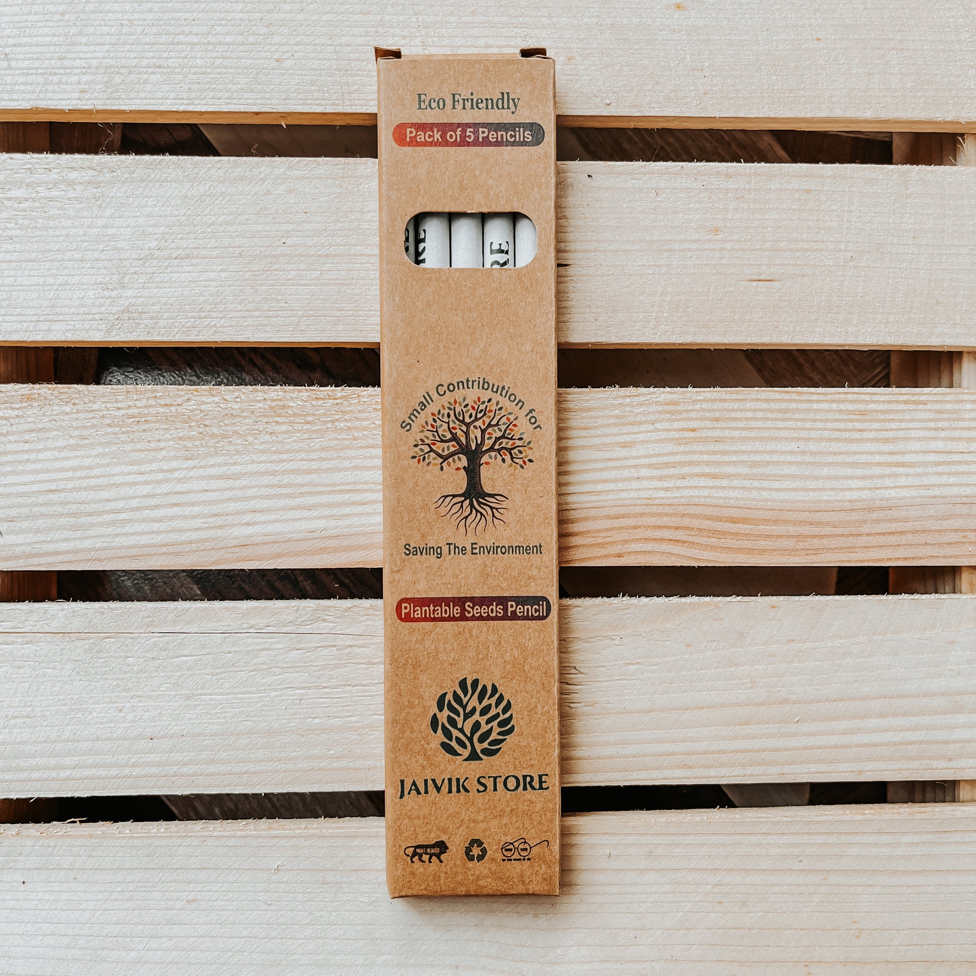 Jaivik Store Plantable Seed Pencil - Pack of 1 White 2B Pencil Made from Recycled Paper, Eco-Friendly Design